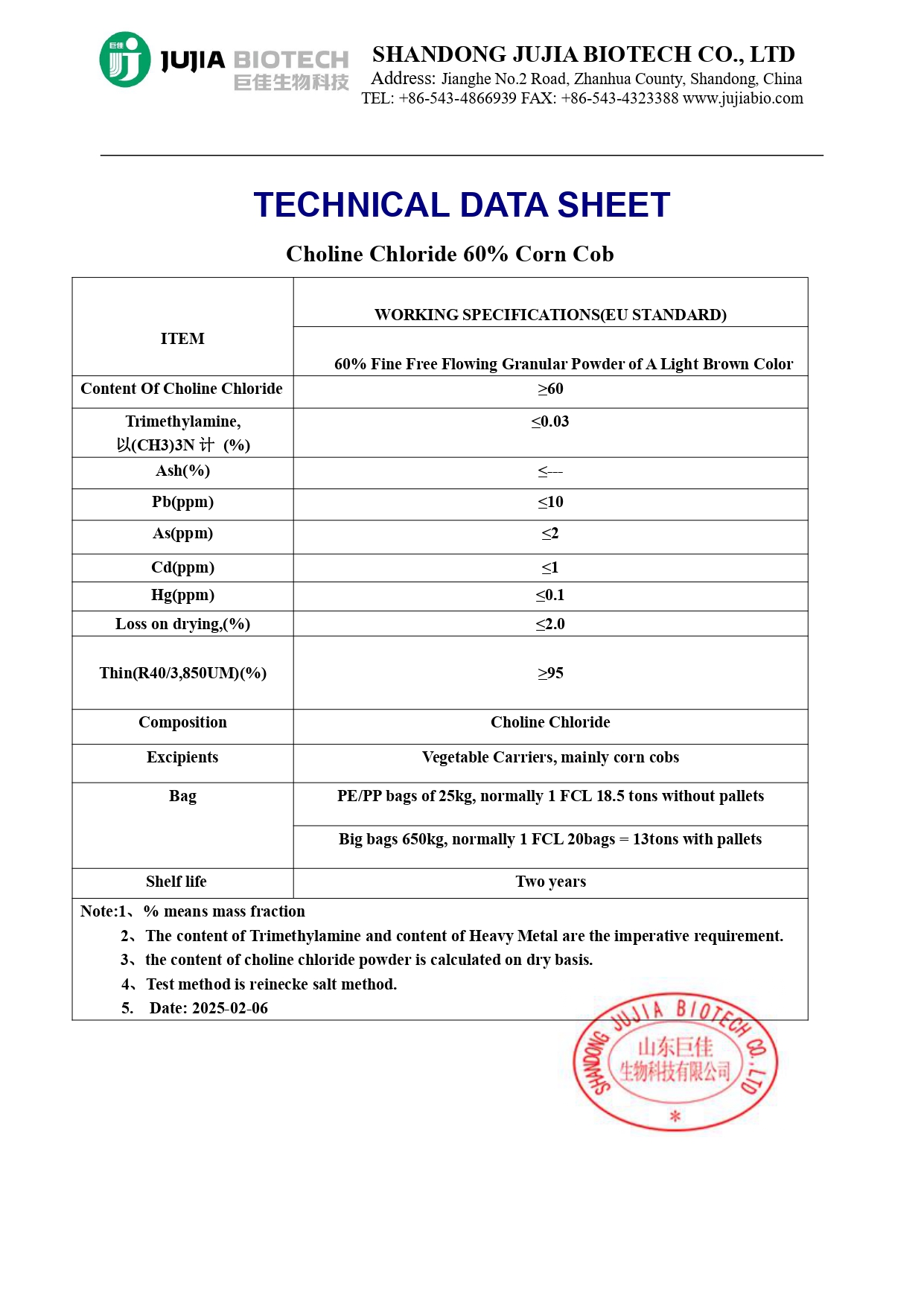  CHOLINE CHLORIDE 60% CORN COB